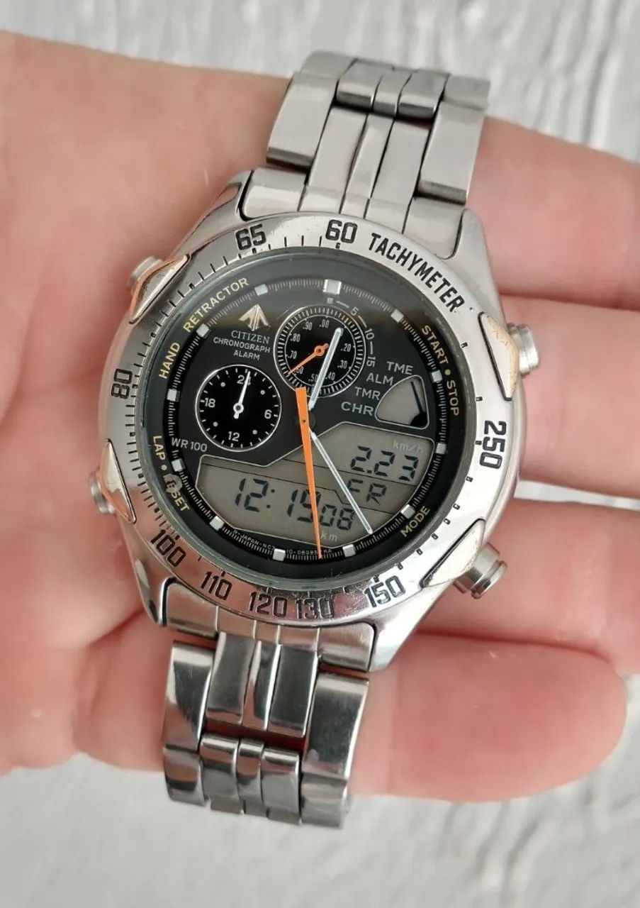 wcw１９９５vintage Belo e raro exemplar Relógio antigo original CITIZEN PROMASTER