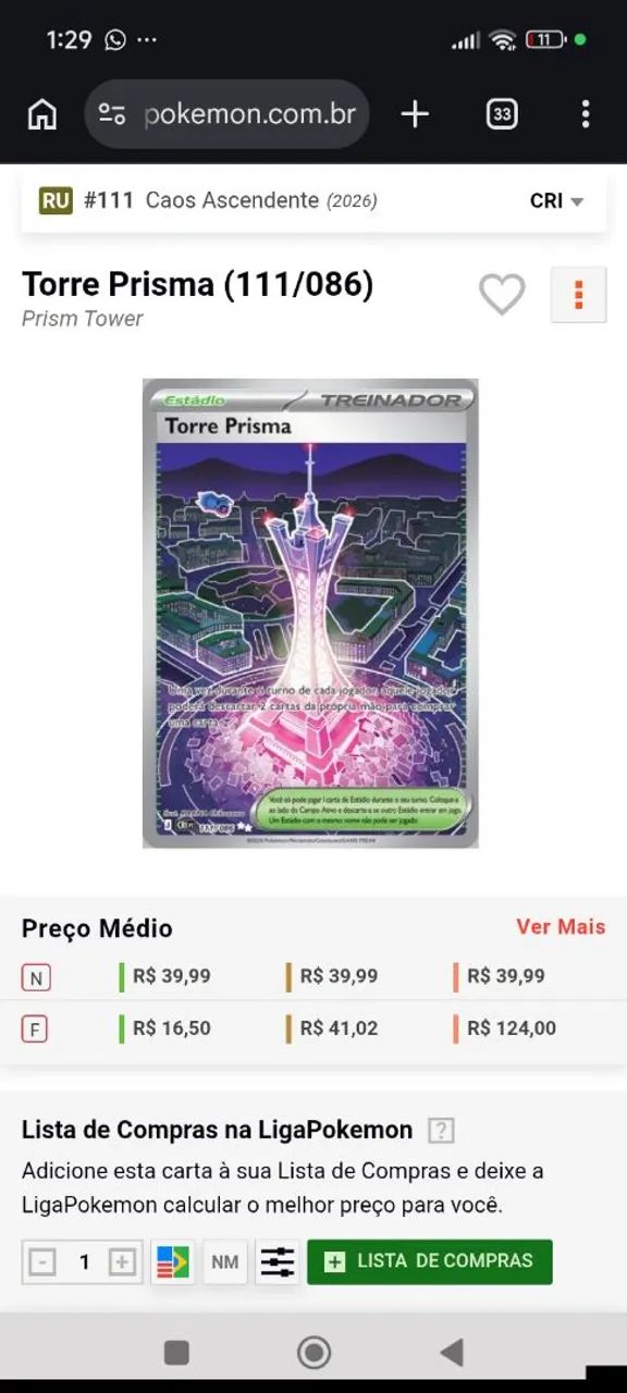 Carta Torre prisma Pokémon 2026 - Foto 3