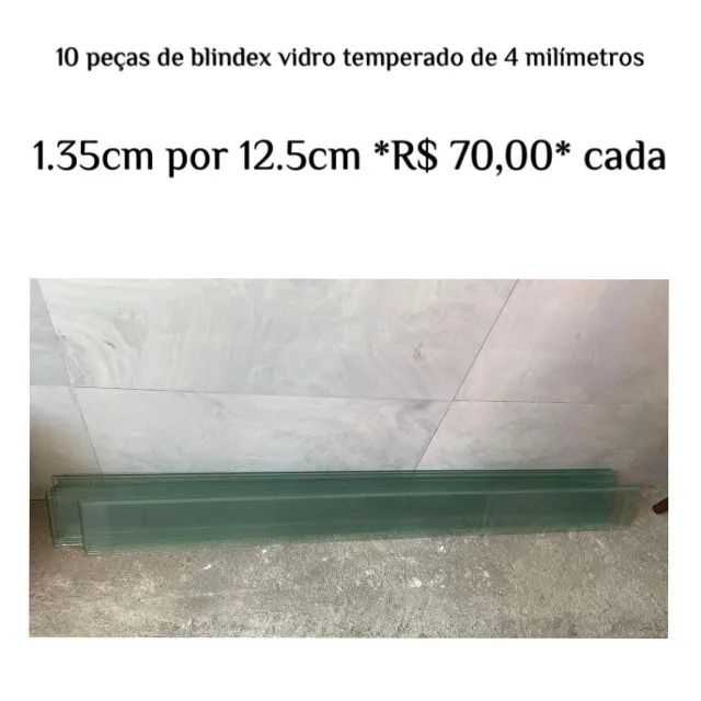 10 prateleiras de vidro temperado de 4 milimetros. Medidas 1.35cm x 12.5cm 