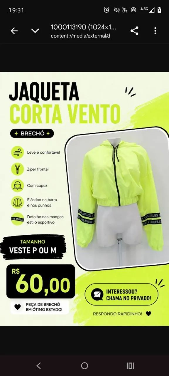 Jaqueta Corta vento 