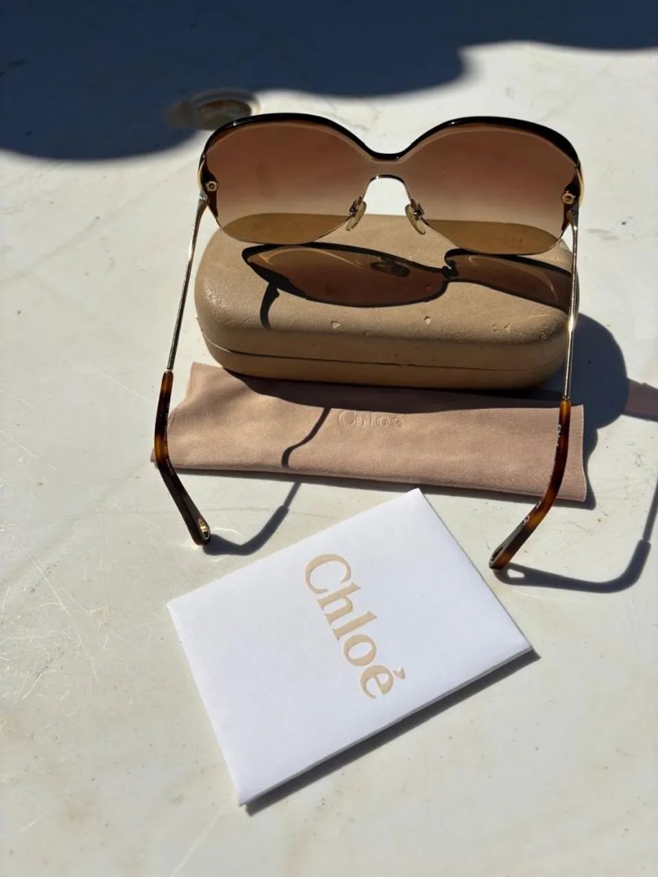 Oculos de sol chloe feminino marrom degrade  - Foto 4