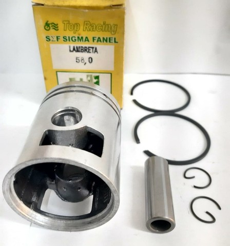 Pistão 64 mm Lambretta 175 cc - adaptação p/ biela curta - (2 anéis + pistão) - Foto 3