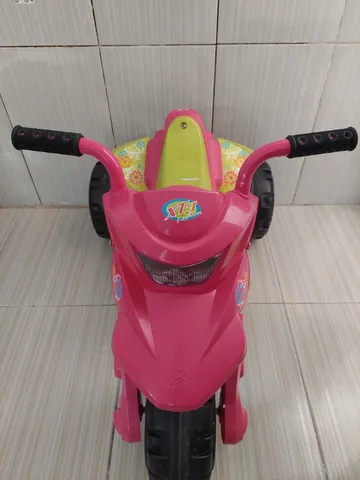 Moto Elétrica Infantil Menina Rosa e Branco, Brinquedo Usado 88849069