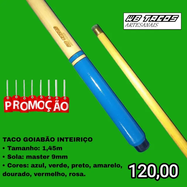 Kit 6 Tacos de Sinuca Desmontável Personalizado e Taqueira - JBB