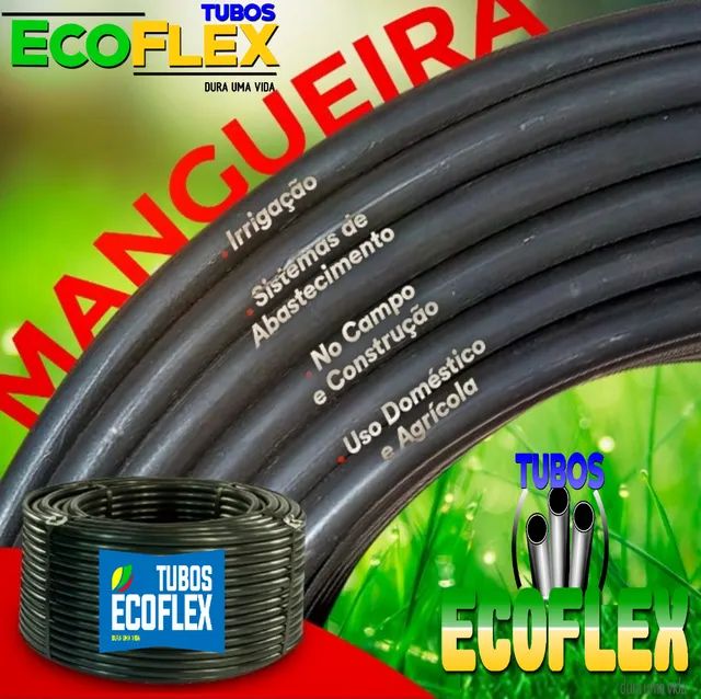 Mangueira Preta de Irrigação Polietileno 1.1/2" Pol Borracha Lisa