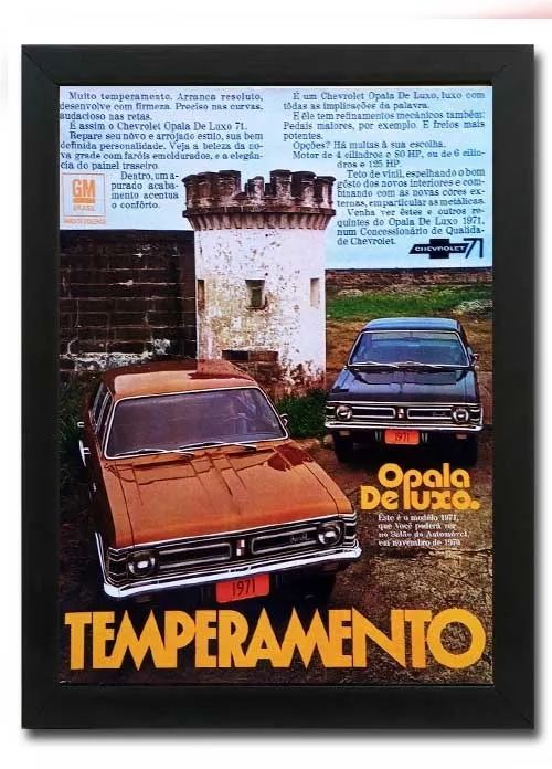 Opala Luxo 1971 - Quadro decorativo - propaganda original de revista