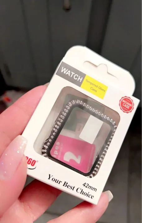 Case De Proteção C/Vidro Temperado e Strass, Apple watch e Linha IWO. Várias Cores - Foto 4