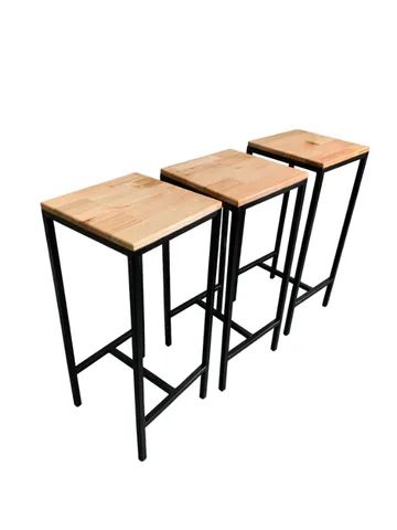 Conjunto 3 Banquetas Alta Estilo Industrial Eucalipto - Foto 2