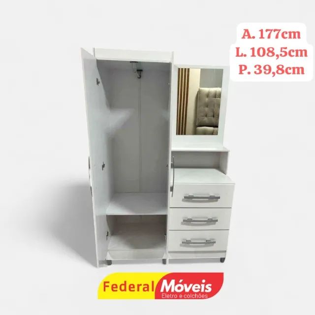 GUARDA ROUPA MARROM C/ ESPELHO E COMODA (TEMOS CREDIÁRIO) - Foto 2