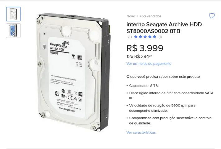 HD Seagate Archive 8TB SATA 6GBps 128MB Cache ST8000AS0002 - Foto 5