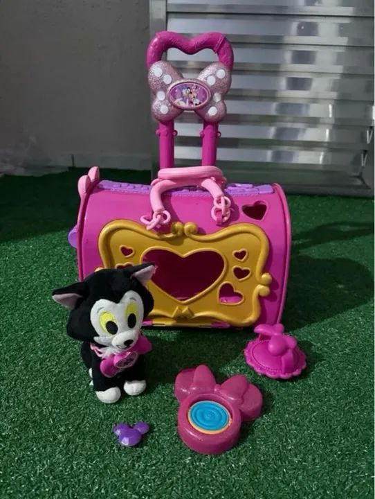Mala de transporte do gatinho Figaro da Minnie Mouse da Disney 