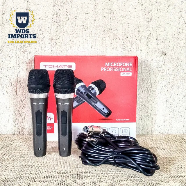 Microfone Duplo com Fio Profissional - Tomate