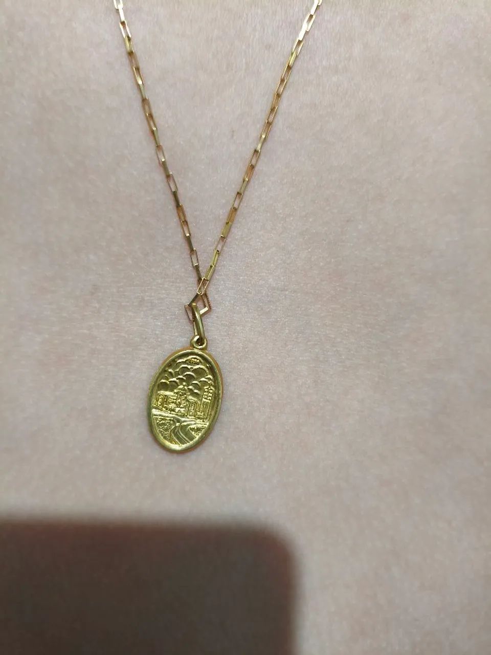 Corrente  de Ouro 18 tijolinho  unissex com pingente de nossa senhora Aparecida - Foto 3
