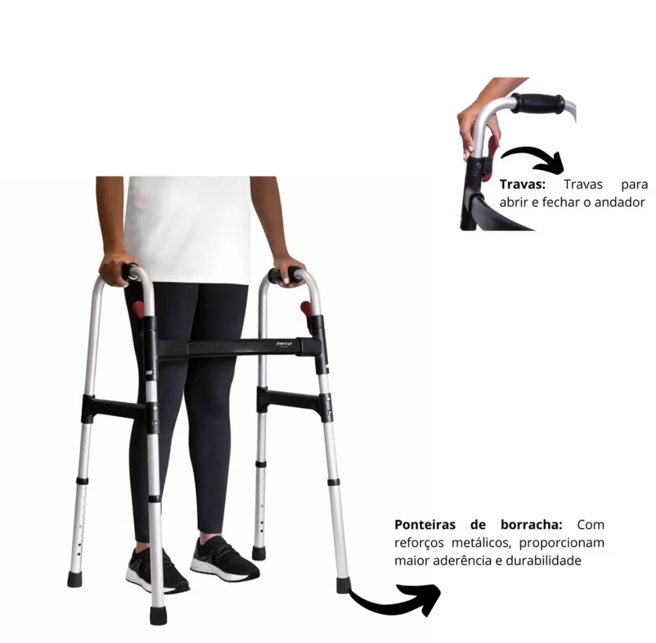 Andador de Alumínio com Regulagem de Altura - Foto 2