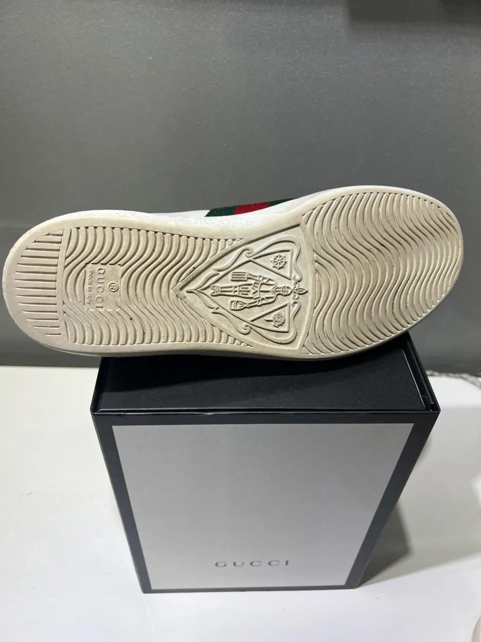 Tênis Gucci  Croco original com nota e caixas TAM 40 Ace Branco  - Foto 4