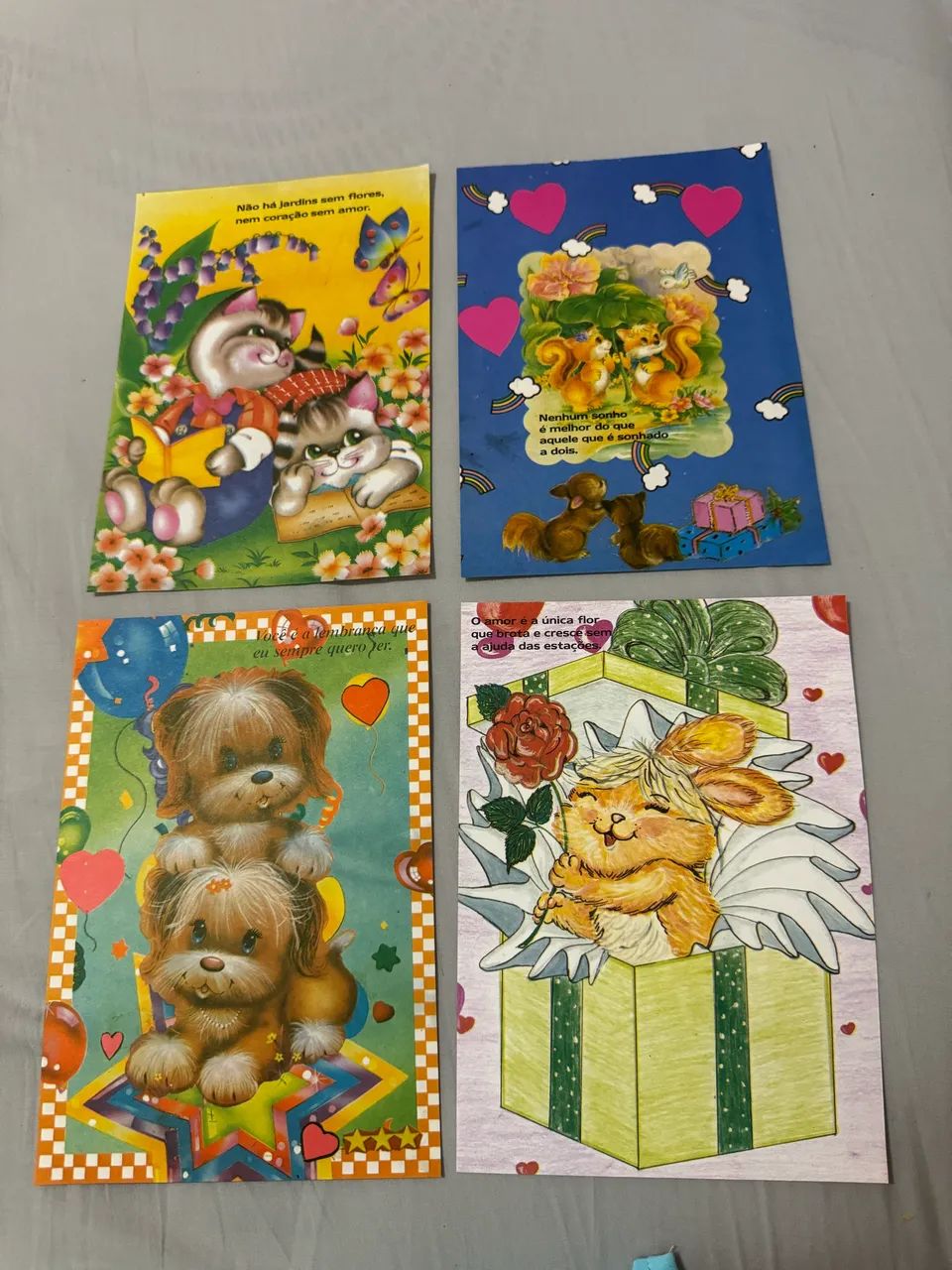 Kit 4 papéis de cartas raro com frases, da década de 80/90