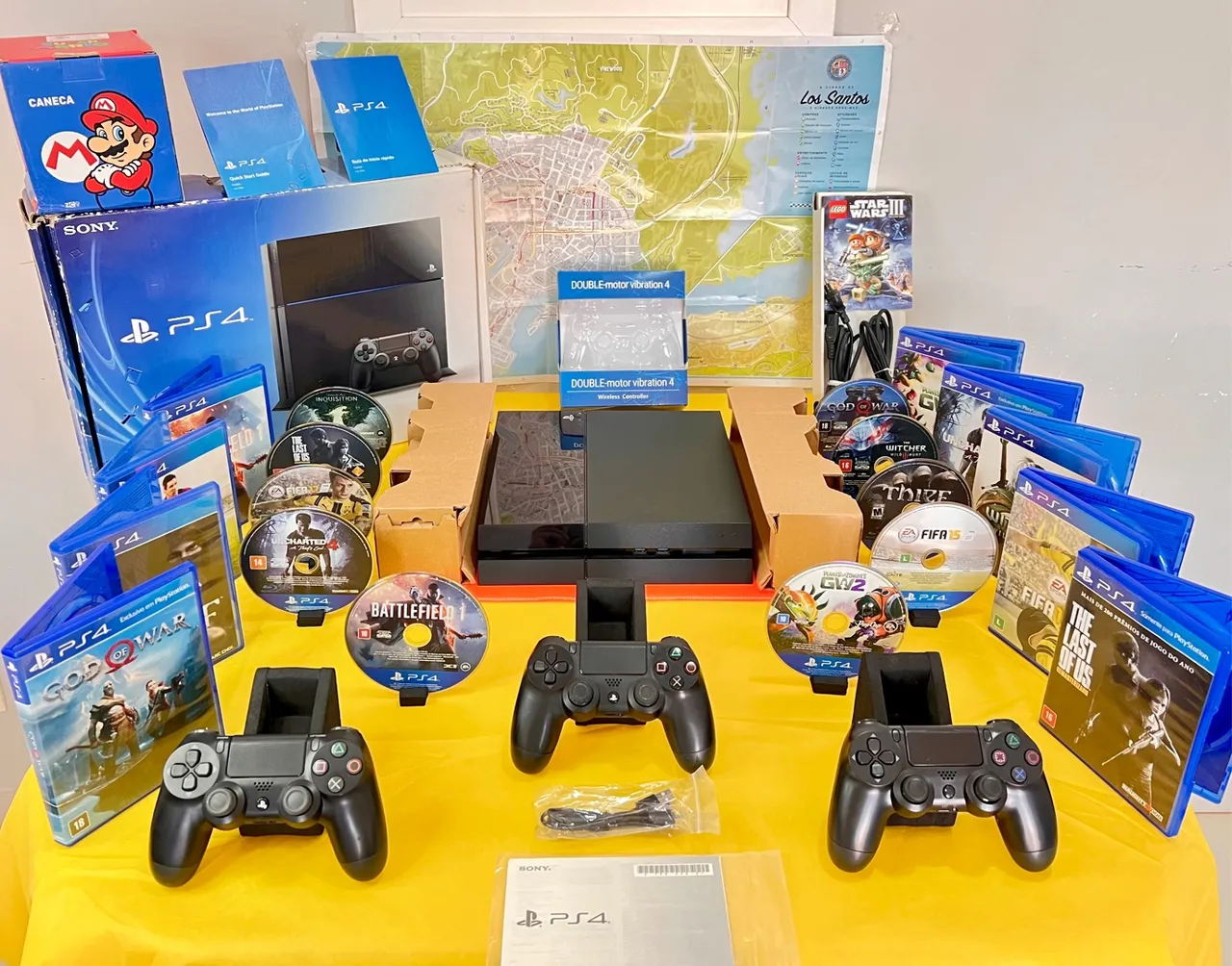 Ps4 completo+3 controles sem fio+muitos jogos parcelo em 12X no cartão