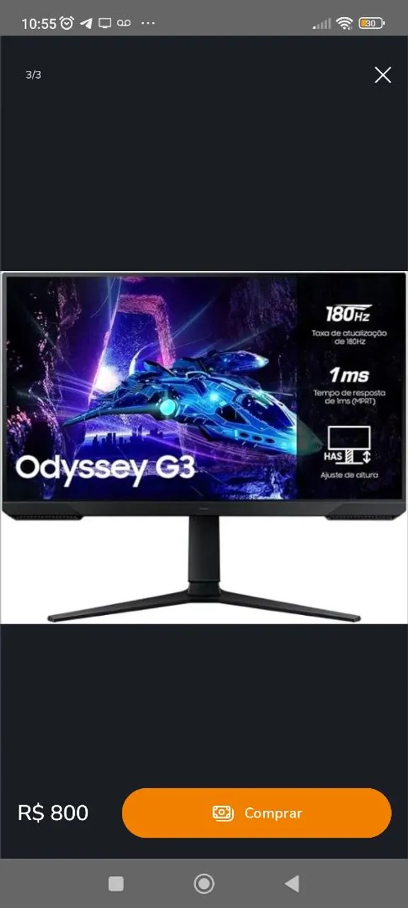 Monitor Gamer Samsung Odyssey G3 180Hz