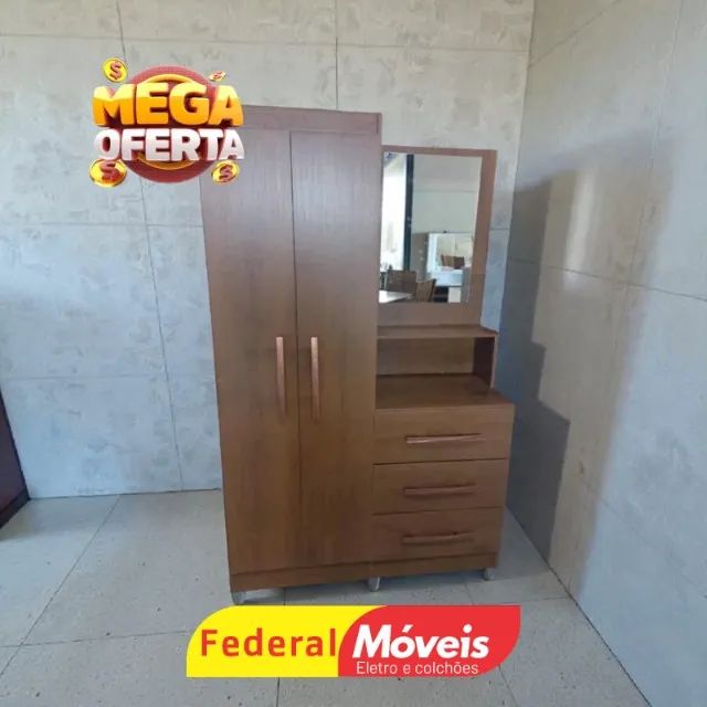 GUARDA ROUPA MARROM C/ ESPELHO E COMODA (TEMOS CREDIÁRIO)