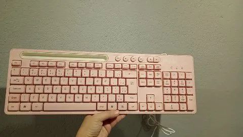 Teclado Gamer Pink USB - cor rosa - Foto 2