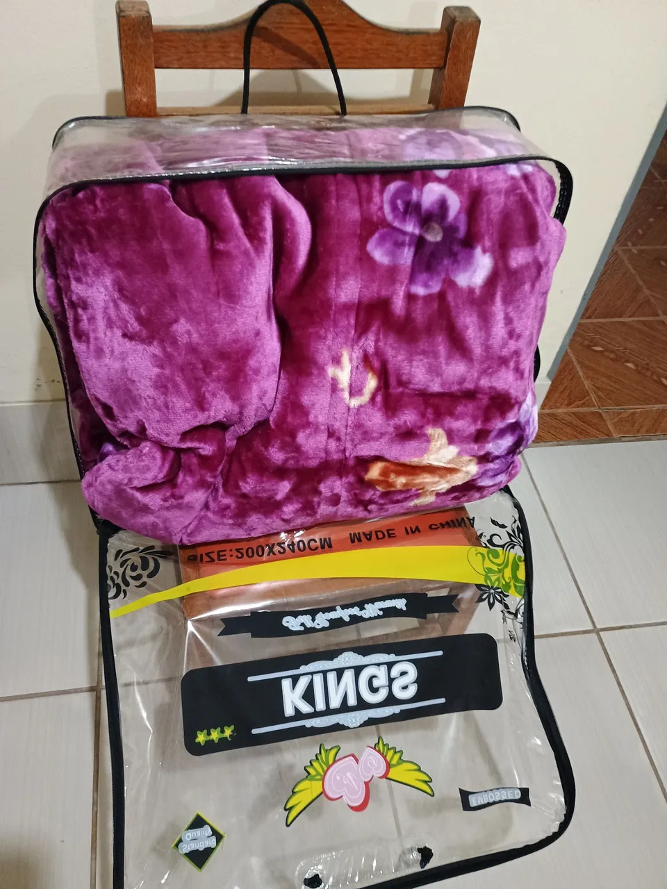 Cobertor King Size Roxo Floral