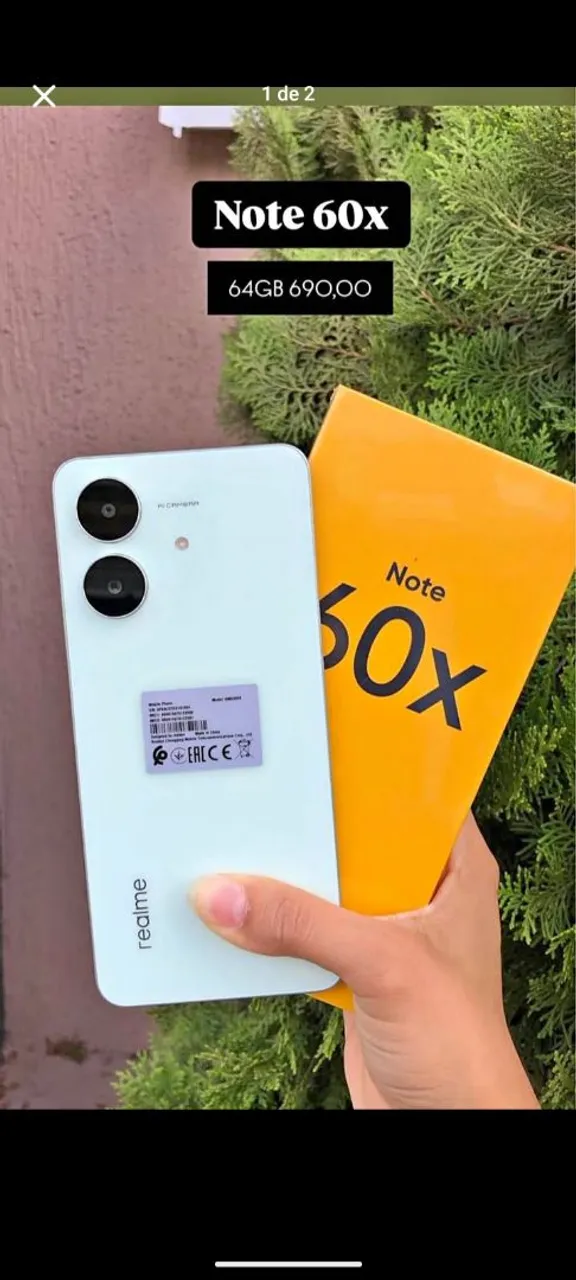 Realme Note 60x novo sem marca de uso vai caixa manual chave de chip e carregador