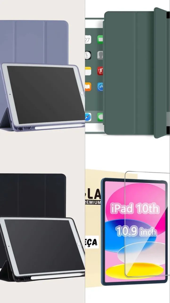 Capa ipad 10 com suporte a caneta + película 3D paper  - Foto 3