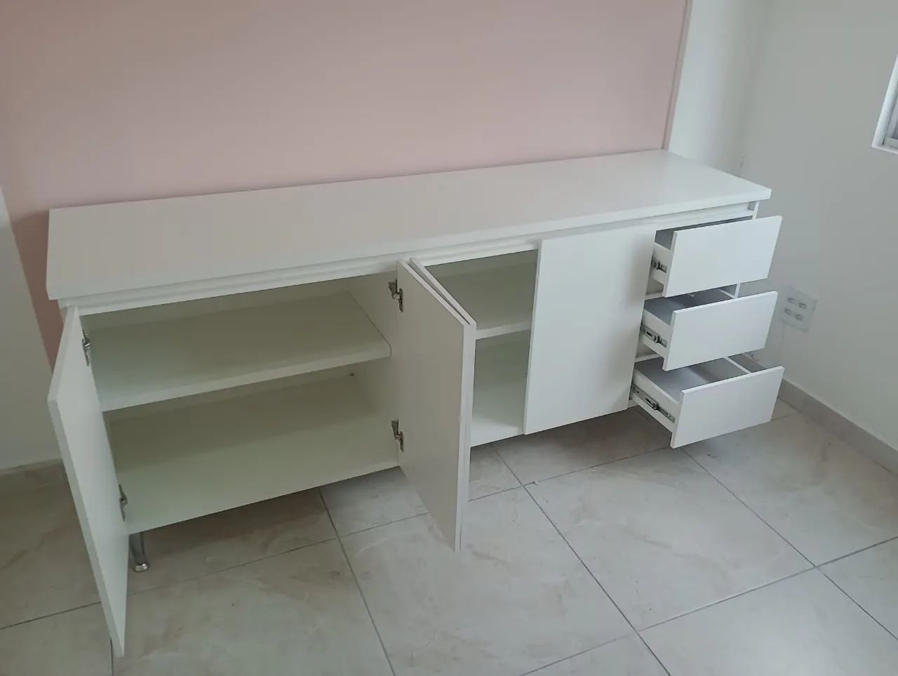 Armário balcão 2,00 branco sem puxadores 100% MDF  - Foto 2