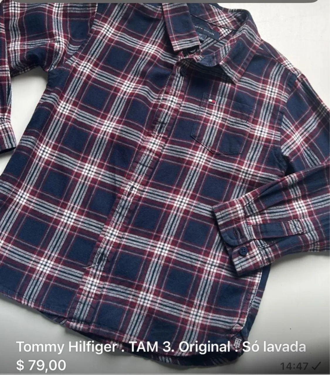 Camisa Tommy Hilfiger Infantil Original TAM 3 - so lavada 