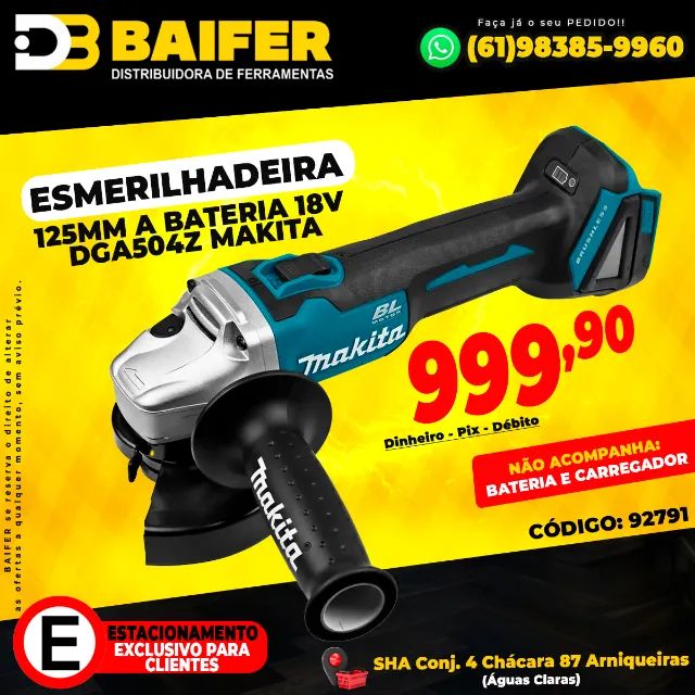 Esmerilhadeira 125mm a Bateria 18v DGA504Z Makita