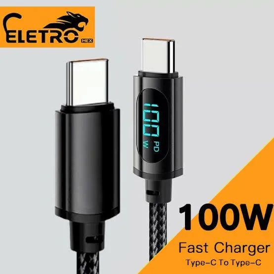 Cabo de Dados USB-C 100W Eletro 1 Metro - Foto 4
