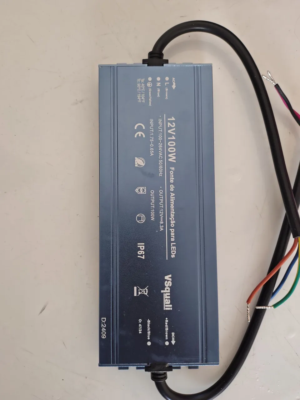 Fonte de Alimentação para LEDs 12V 100W IP67