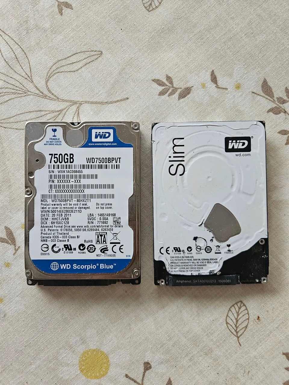 HD 750GB WD Scorpio Blue + HD Slim