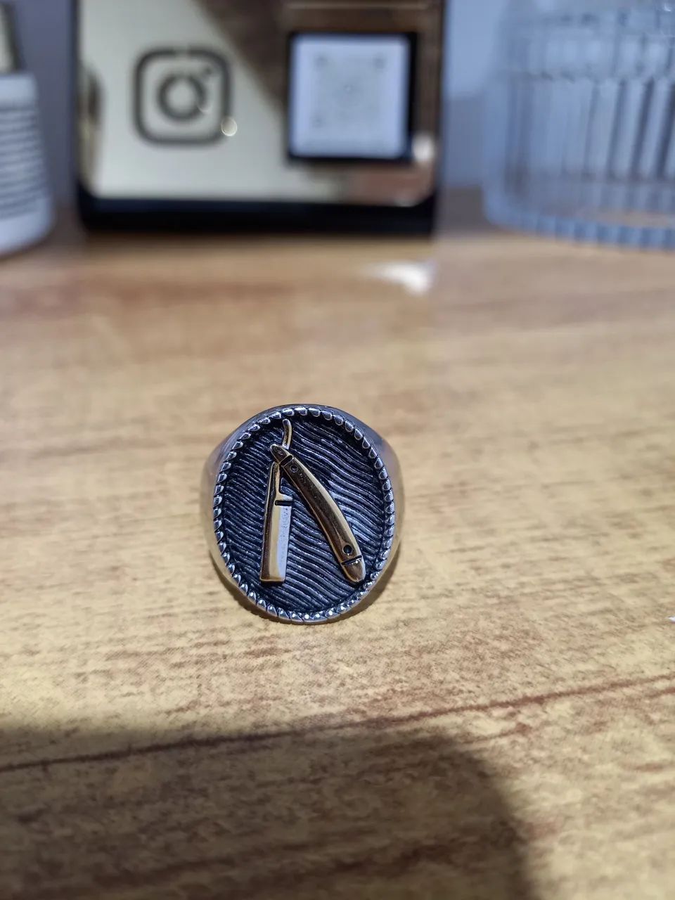 Anel de Aço Inoxidável com Navalha - Estiloso e Masculino - Foto 2