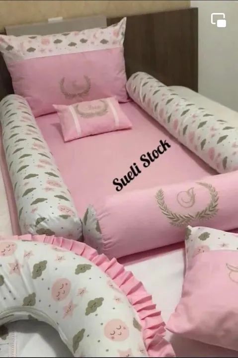 Kit Berço Completo para Bebê - Rosa com Flores - Foto 2