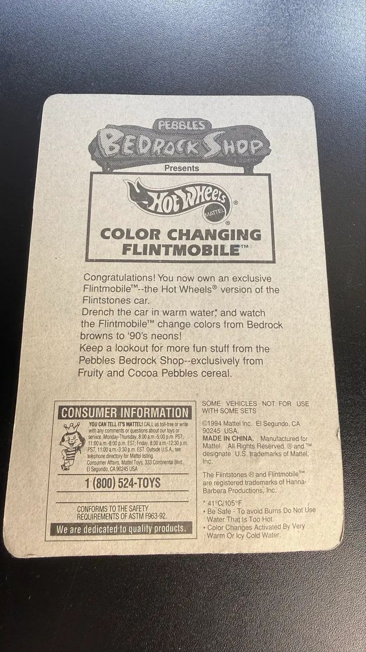 Hot wheels Flinstones Flintmobile color changing 1994 - Foto 3