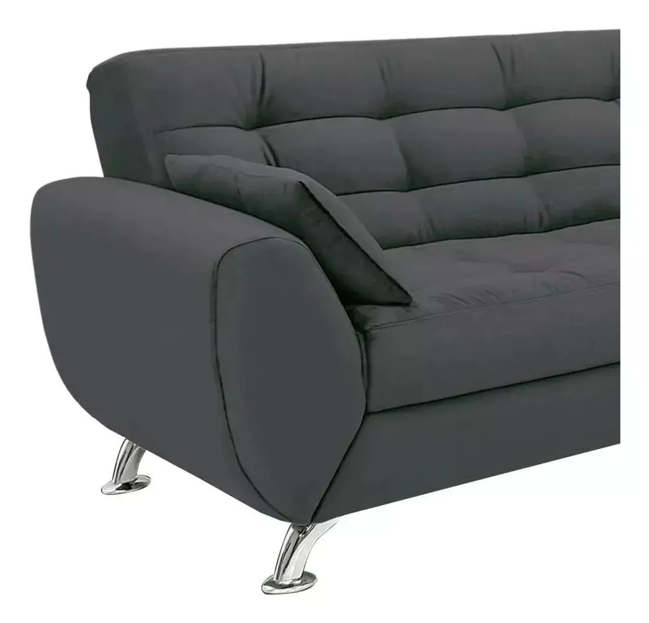 Sofá 3 Lugares Larissa Suede Cinza - Modern - Foto 4