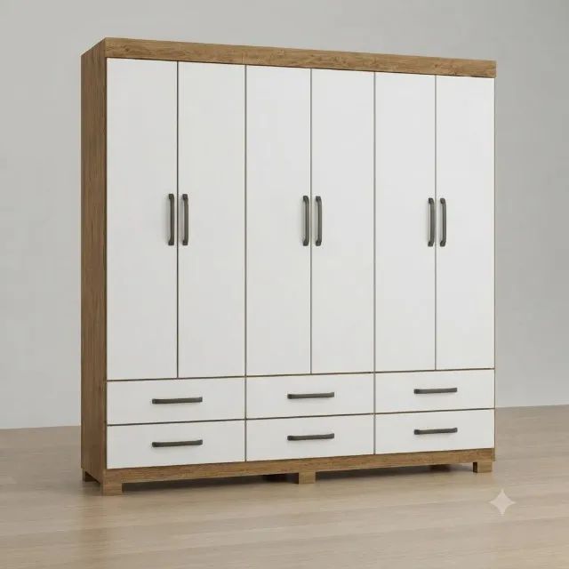 Guarda Roupa Dallas Cinamomo/Branco - A Pronta Entrega