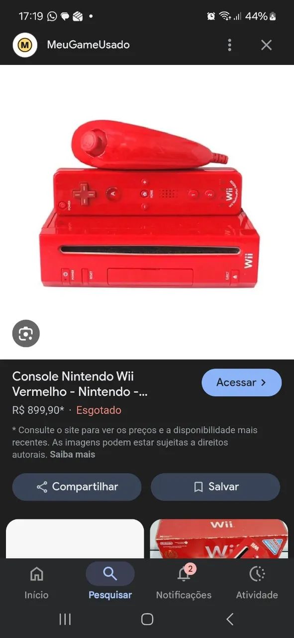 NINTENDO WII VERMELHO COMPLETO DESBLOQUEADO 
