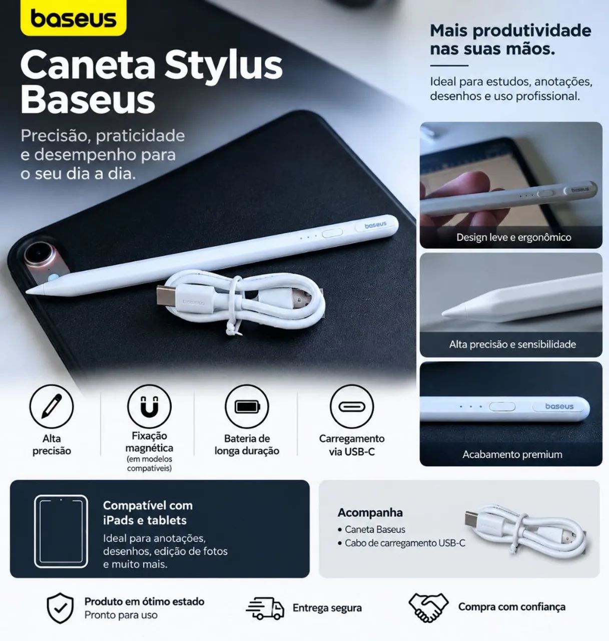 Caneta Stylus Baseus - Excelente estado