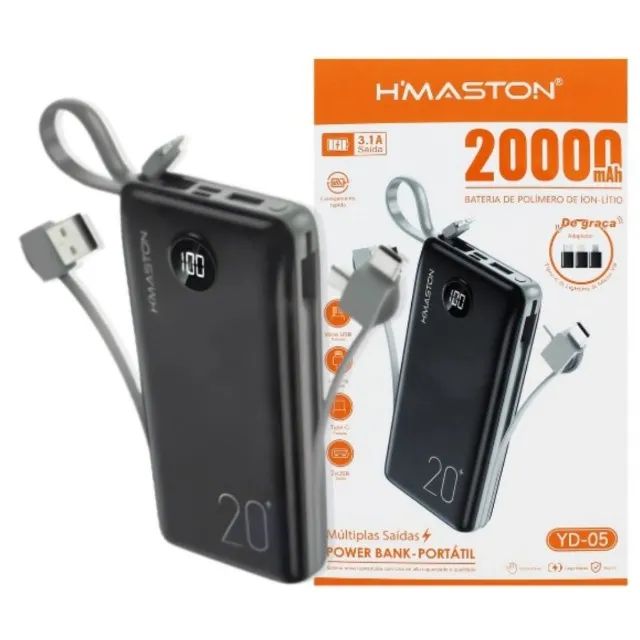 Carregador Portátil Turbo Power Bank 20000mah - Hmaston YD-05 - Loja Coimbra Entregamos - Foto 2