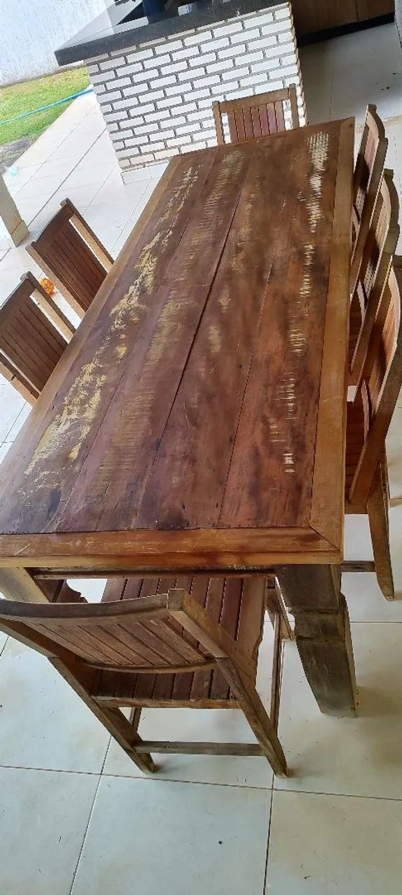 Conjunto mesa e cadeiras madeira de demolição COMPLETO! - Foto 6