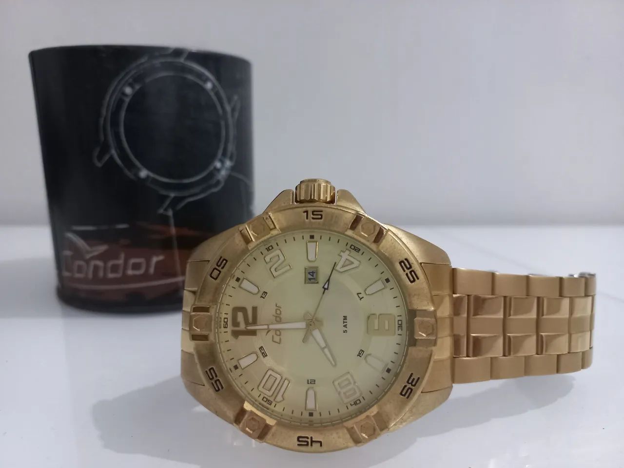Relógio condor masculino dourado  - Foto 4