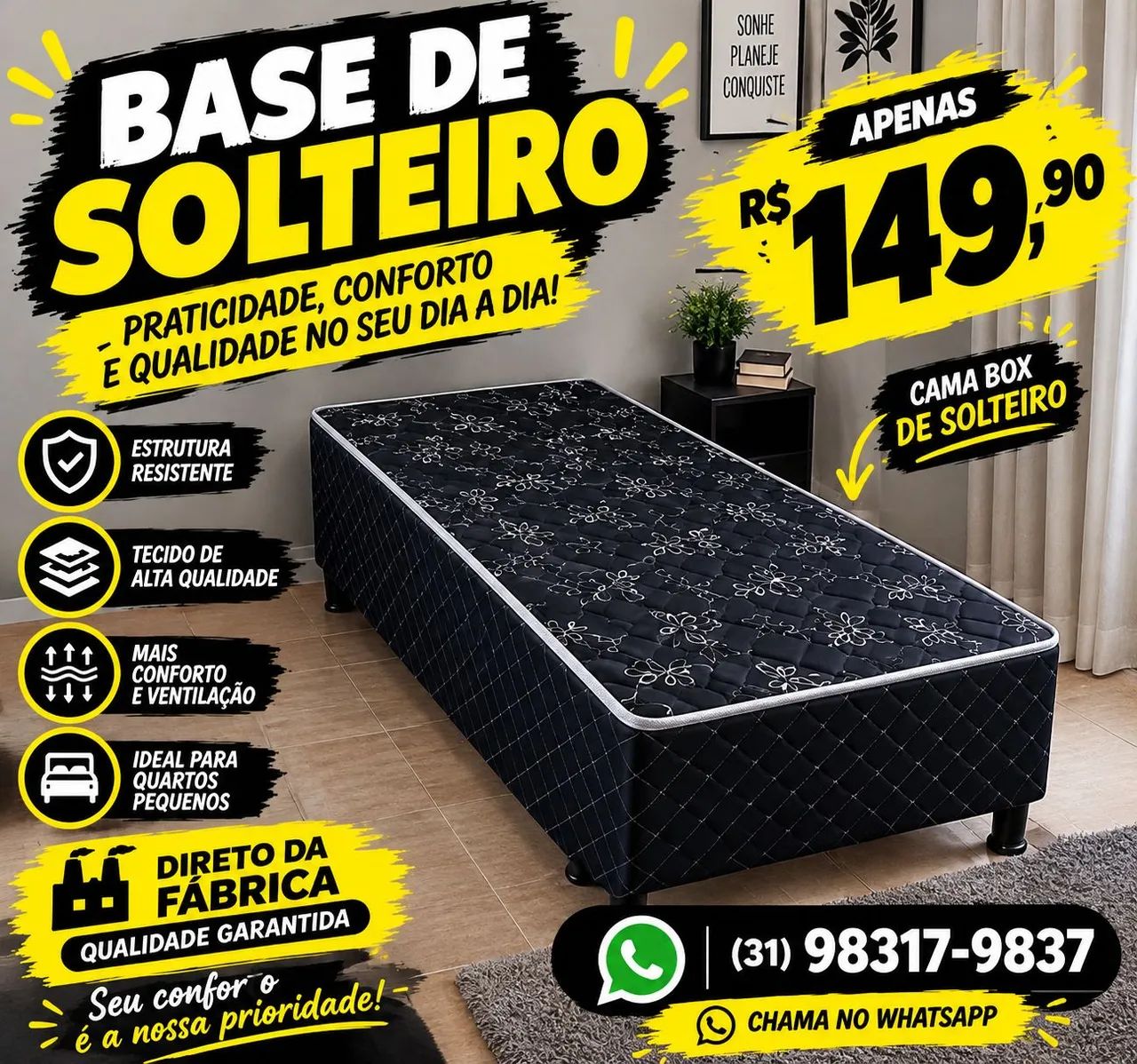 BASE DE CAMA BOX SOLTEIRO PROMOÇÃO 