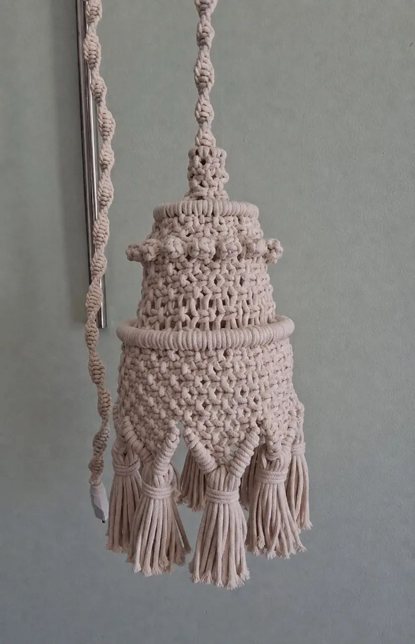 Luminaria de Macrame pendente Boho Chic  - Foto 3