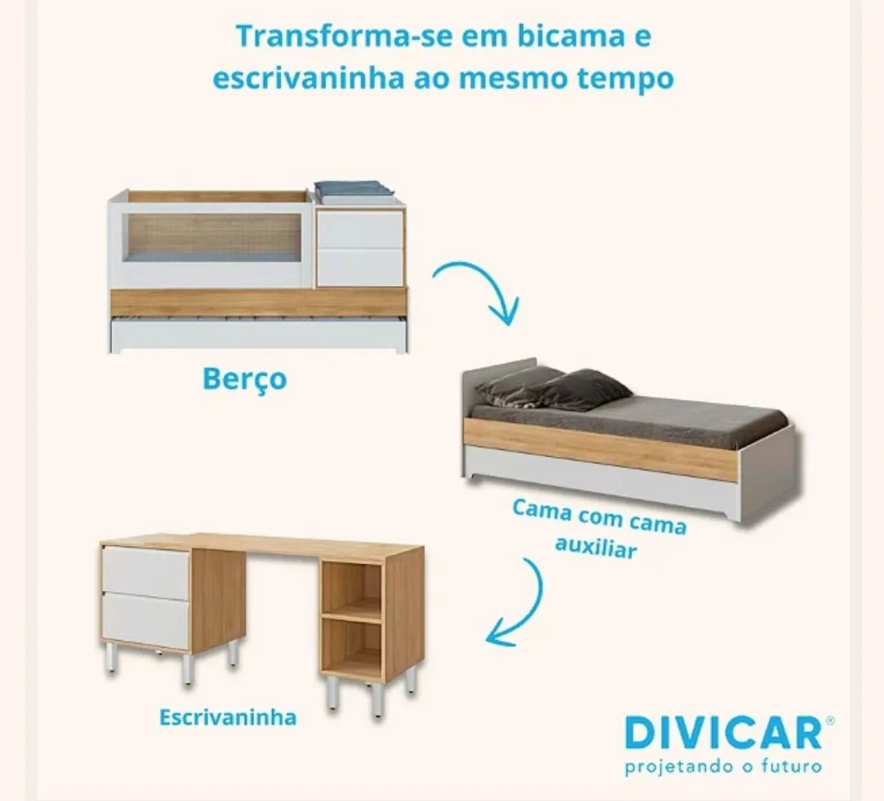 Berço Cômoda Multifuncional Com Anti Refluxo Coleção Sol e Mar - Foto 5