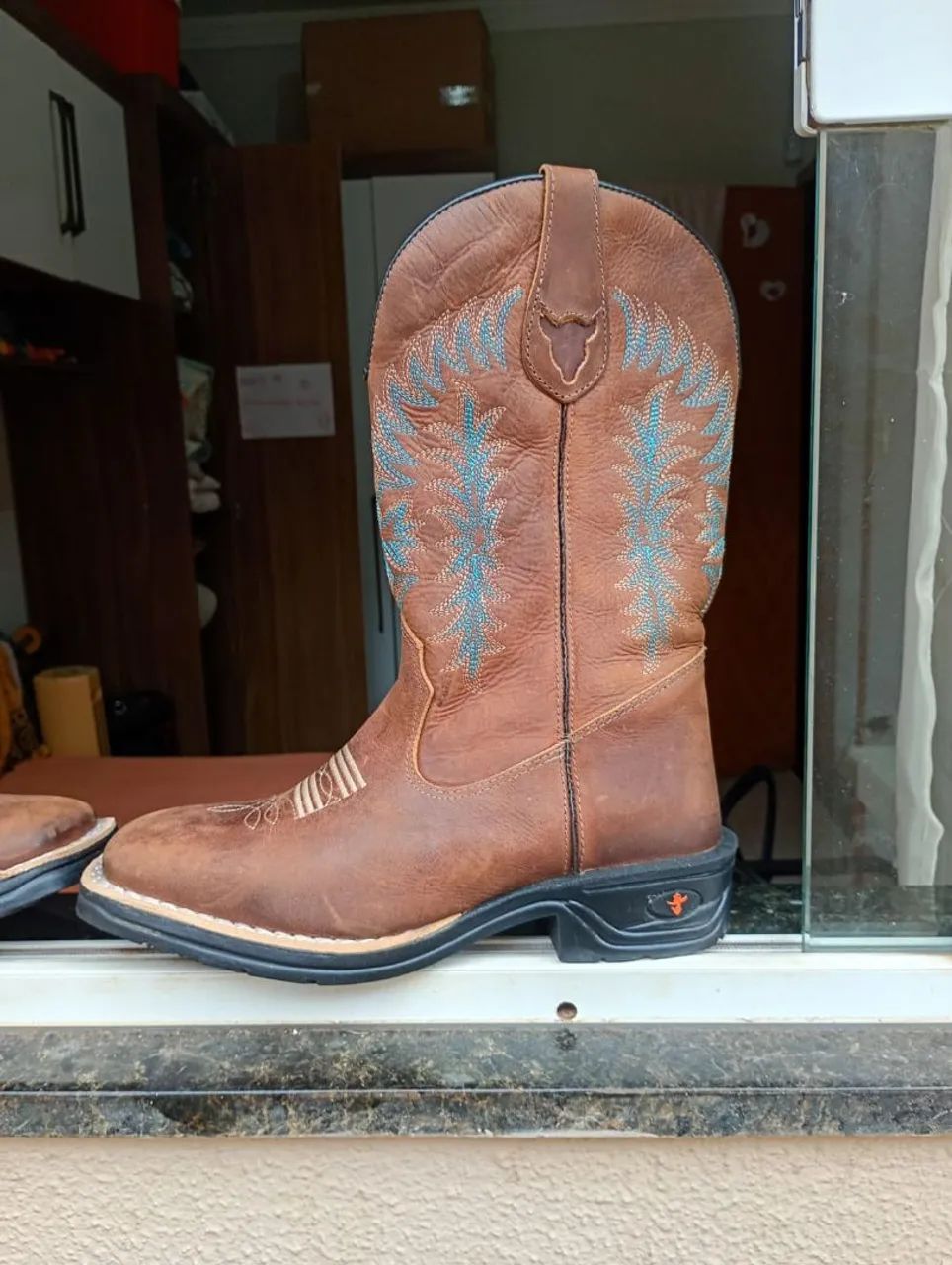 Bota texana john country 100% couro - Foto 4
