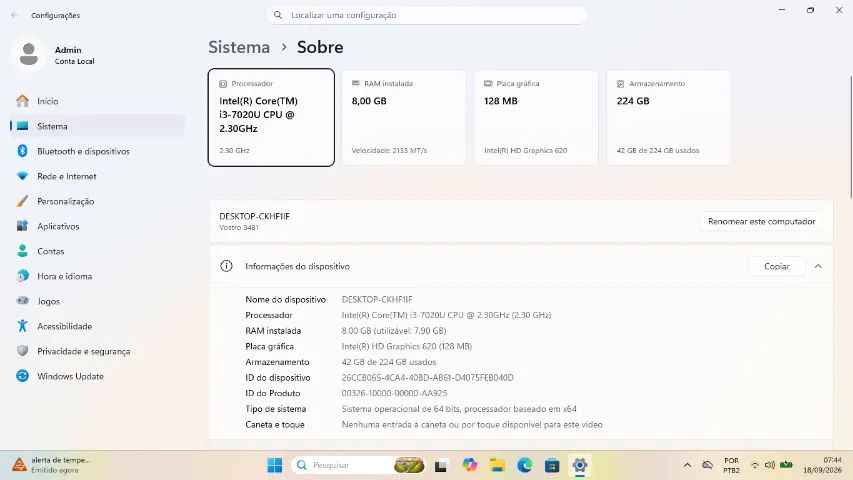 Notebook Dell Vostro 3481 | i3 7ª Geração | 8GB | SSD 240GB - Foto 2