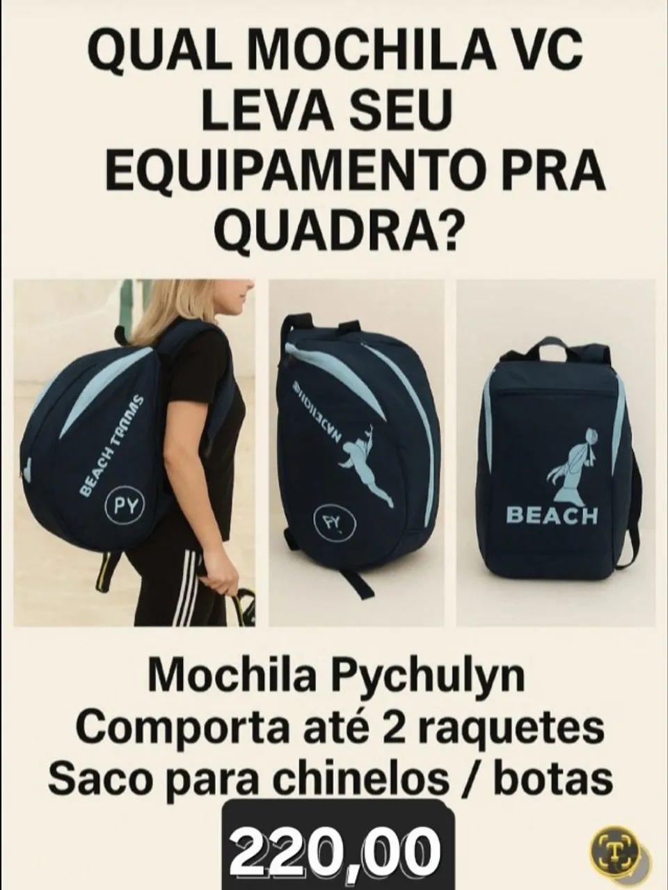 mochila especial para beach tennis - Foto 2