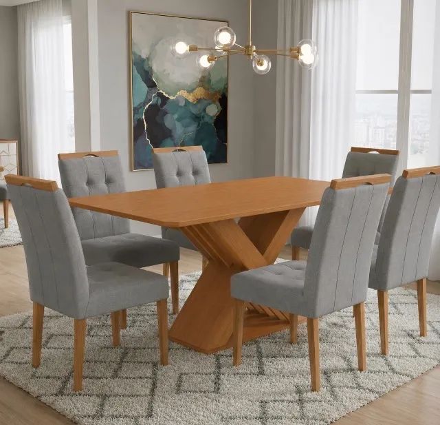 Conjunto de Jantar Bellagio 160 com 6 Cadeiras